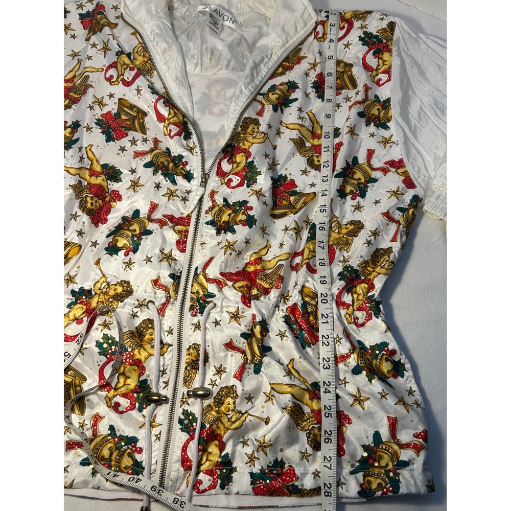 LAVON Vintage Cherub Christmas Tracksuit Jacket White Shiny‎ Polyester Size M - Picture 6 of 16